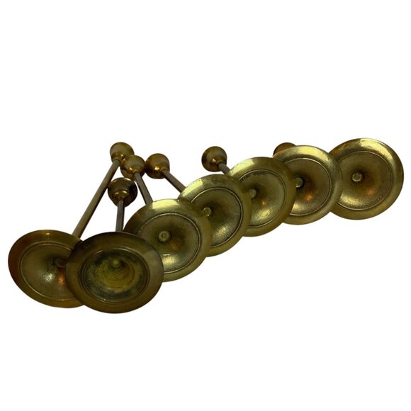 Brass Tapered Candle Holders Sticks Set Of 7 Made In Taiwan Vintage Mid Century - Picture 3 of 4